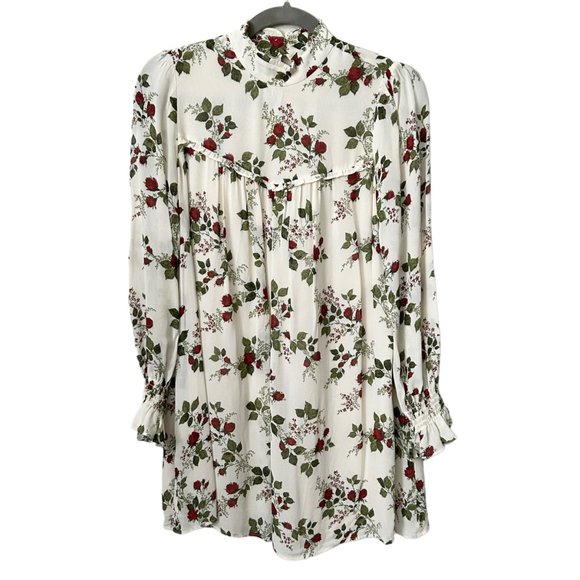 Reformation Jourdan Floral Mock Neck Mini Dress in Regency - Picture 3 of 11